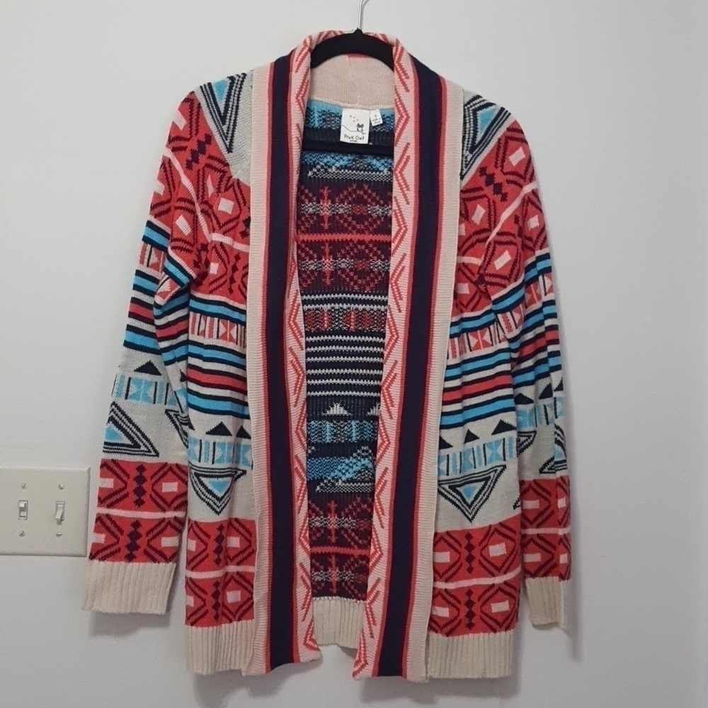Pink Owl Apparel Navajo Knitted Multicolor Cardigan